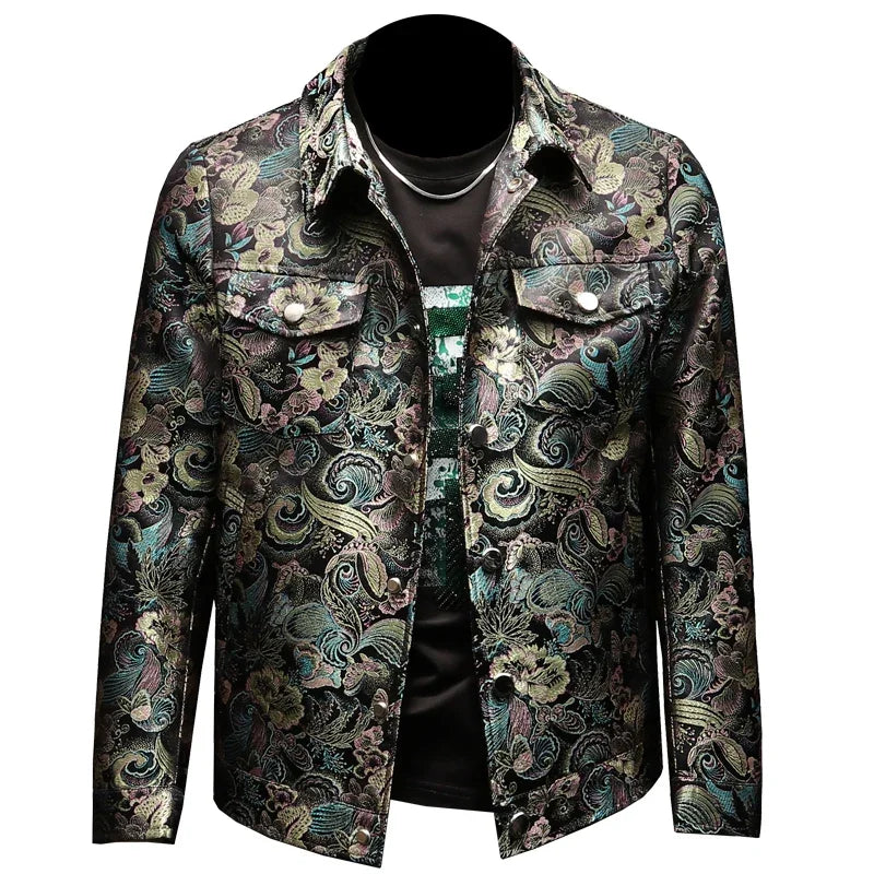 Vintage Jacquard Lapel Long Sleeve Jacket