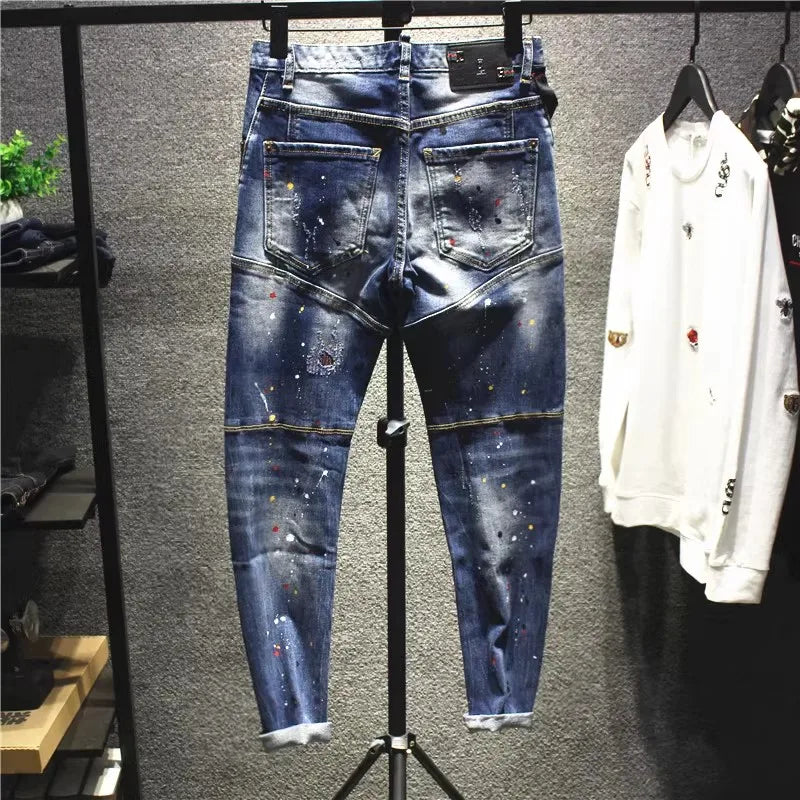Spliced Designer Patched Ripped Jeans