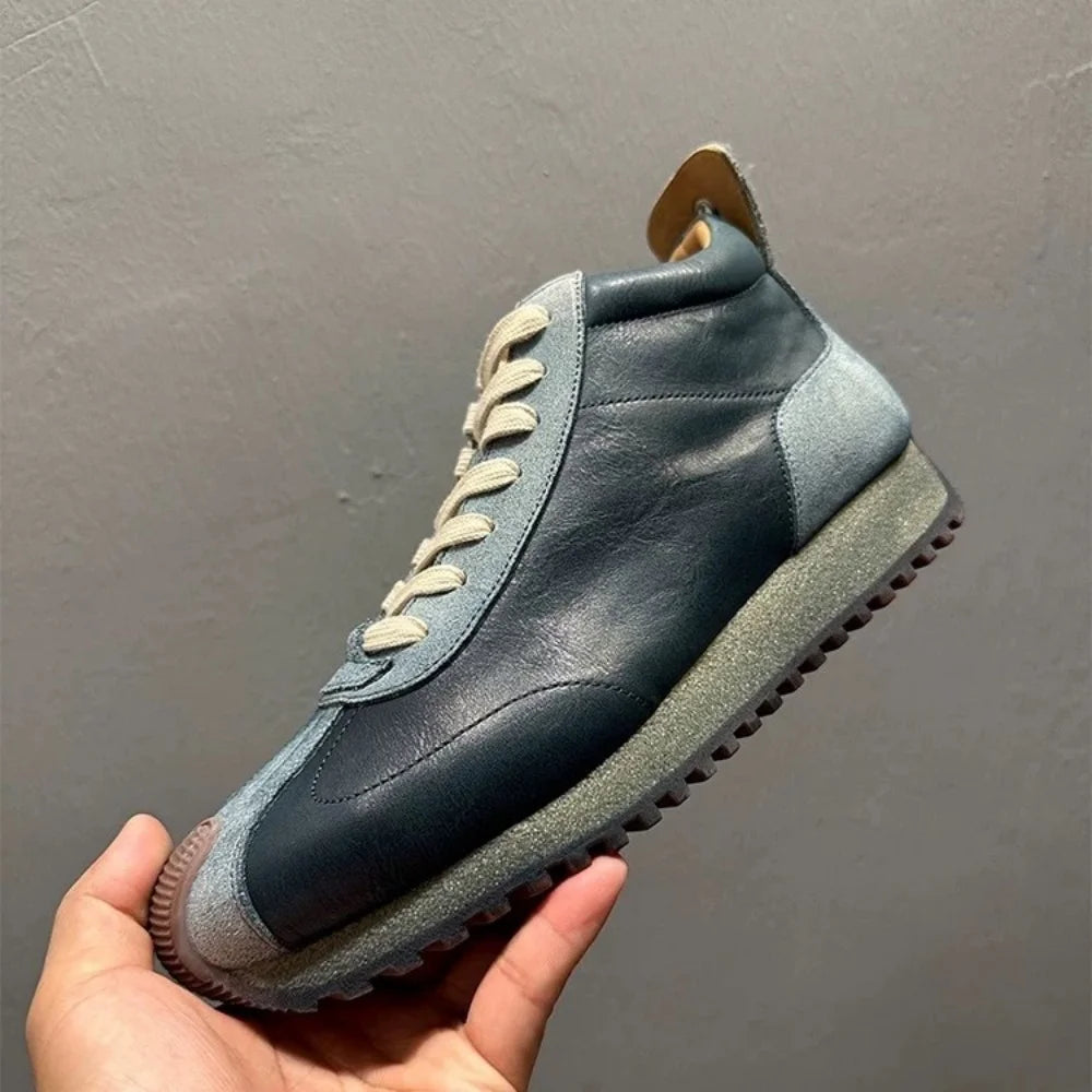 Handmade Cow Leather High Top Sneakers