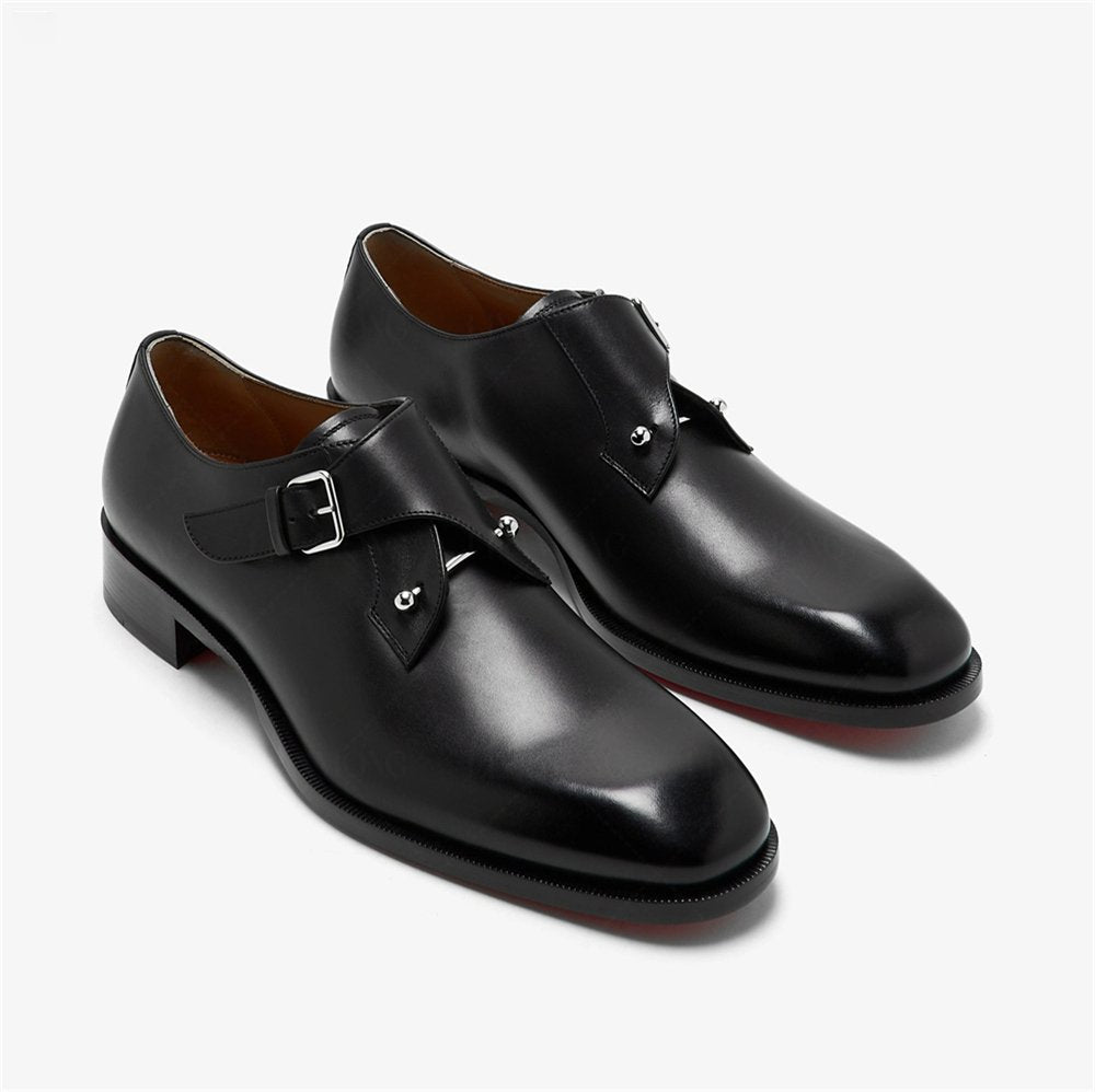Crossed Metallic Buckle Dress Shoes