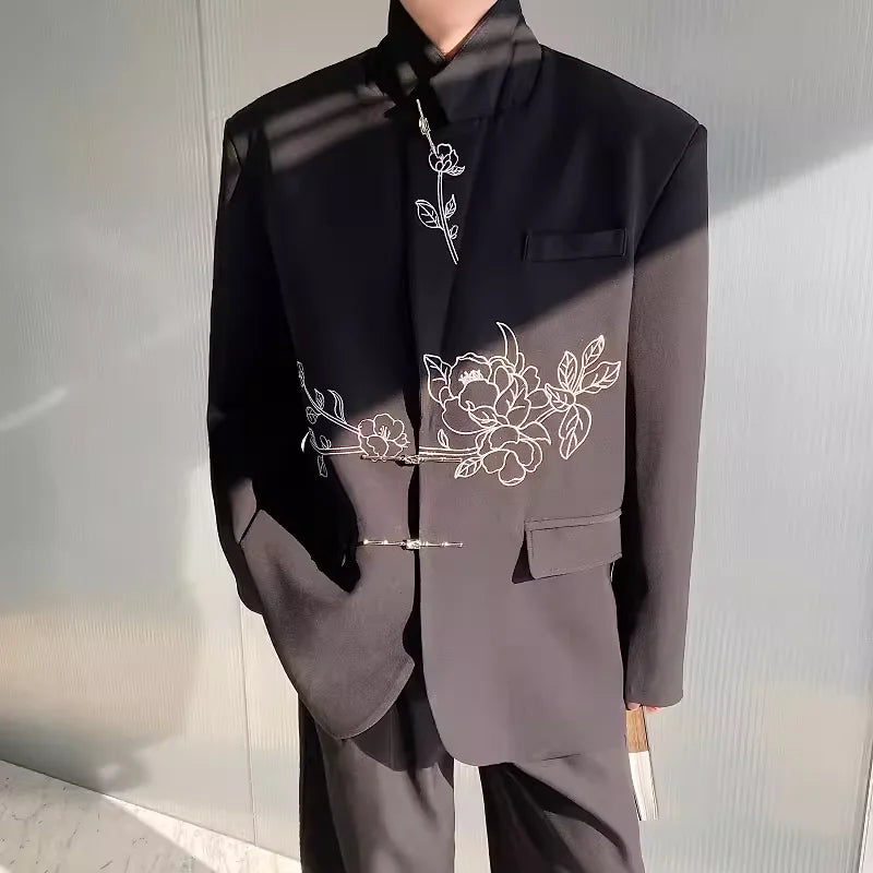 Chinese Style Flower Embroidery Blazer