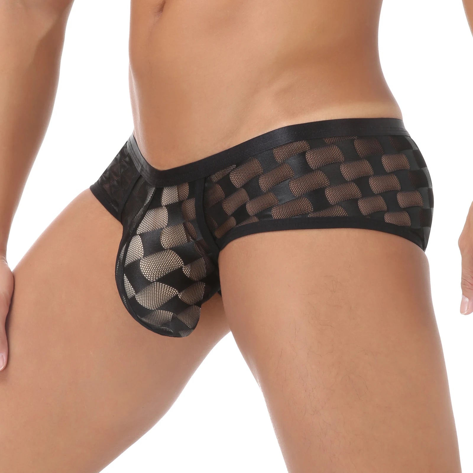 See-Through Checkered Pattern Briefs