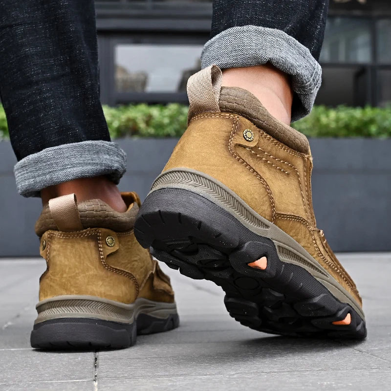 Casual Slip-On Leather Ankle Boots