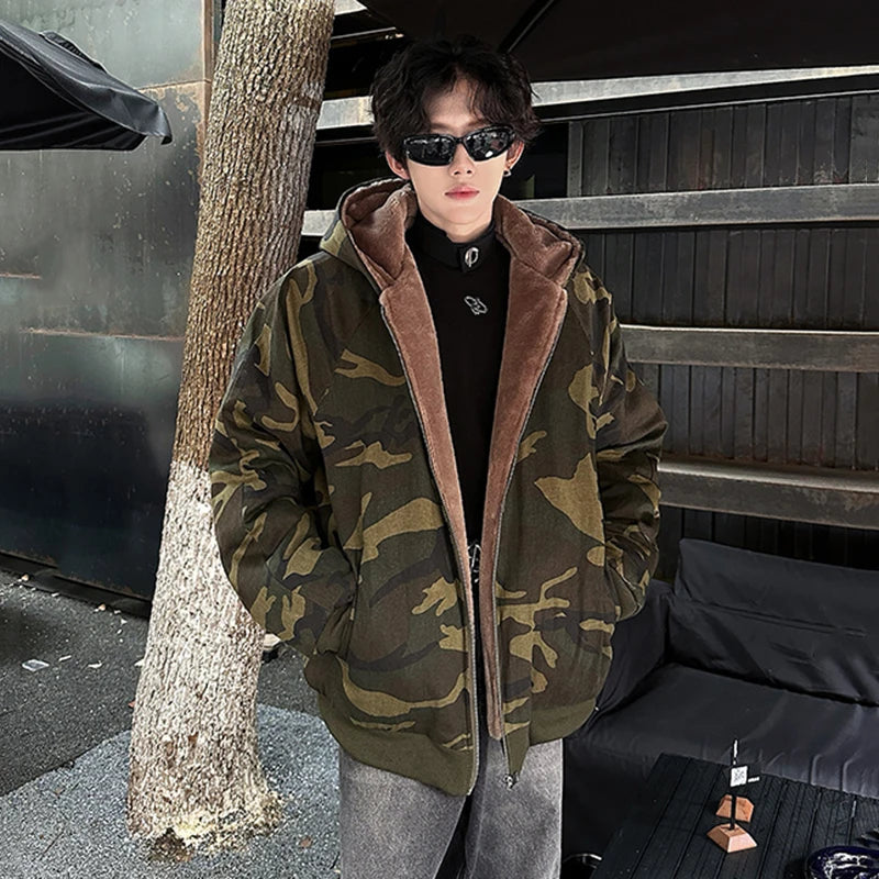 Camouflage Padded Zipper Loose Jacket