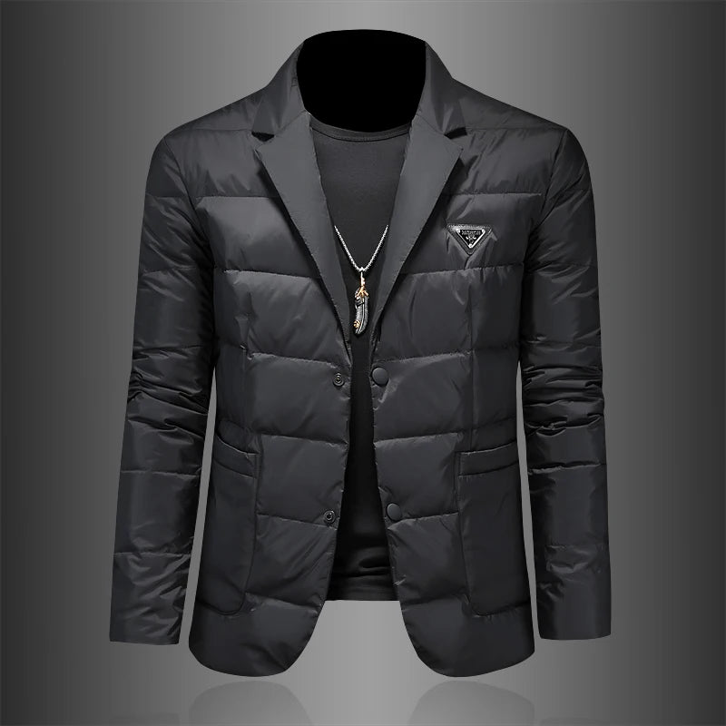 Black Puffed V-Neck Jacket