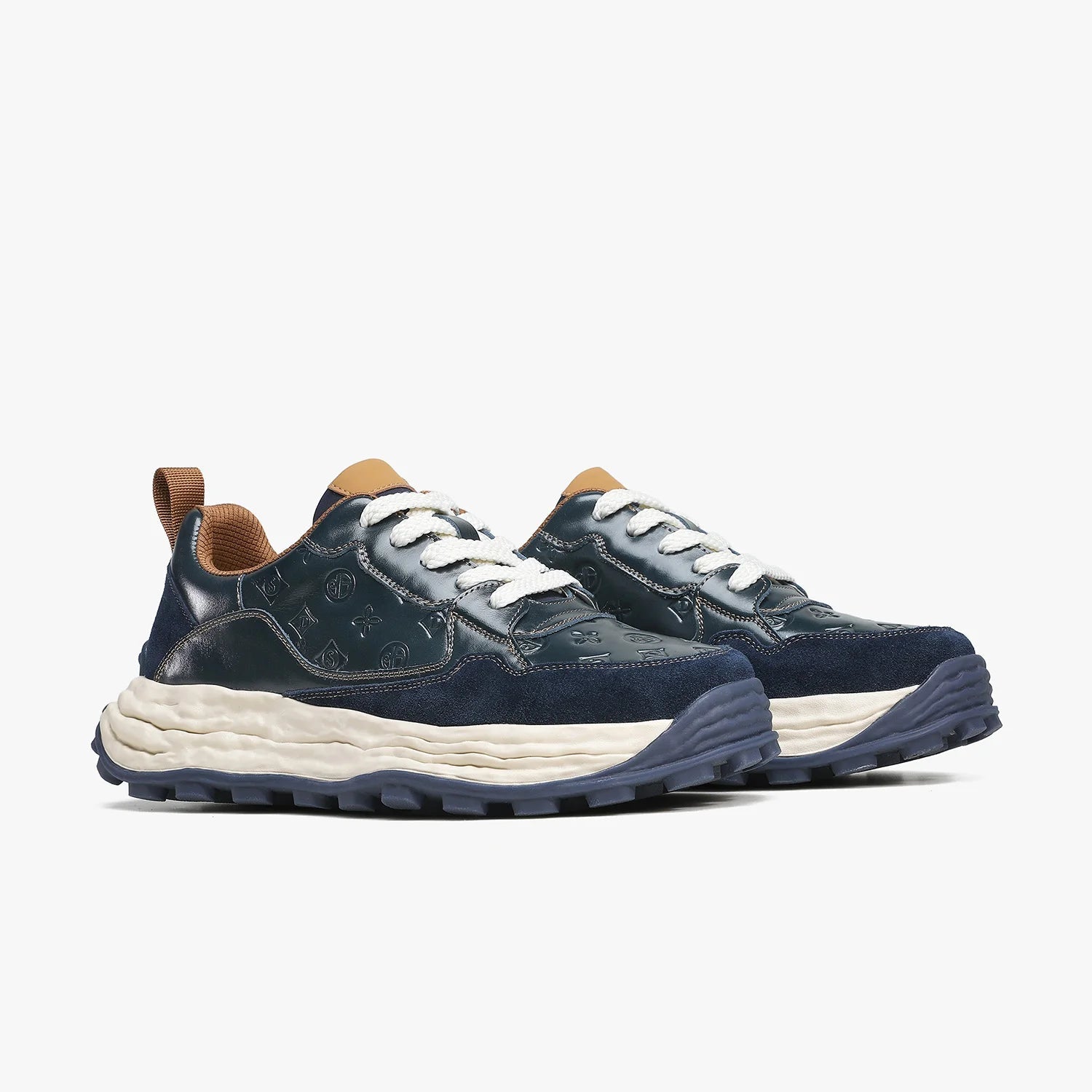 Embossed Layered Detail Platform Sneakers