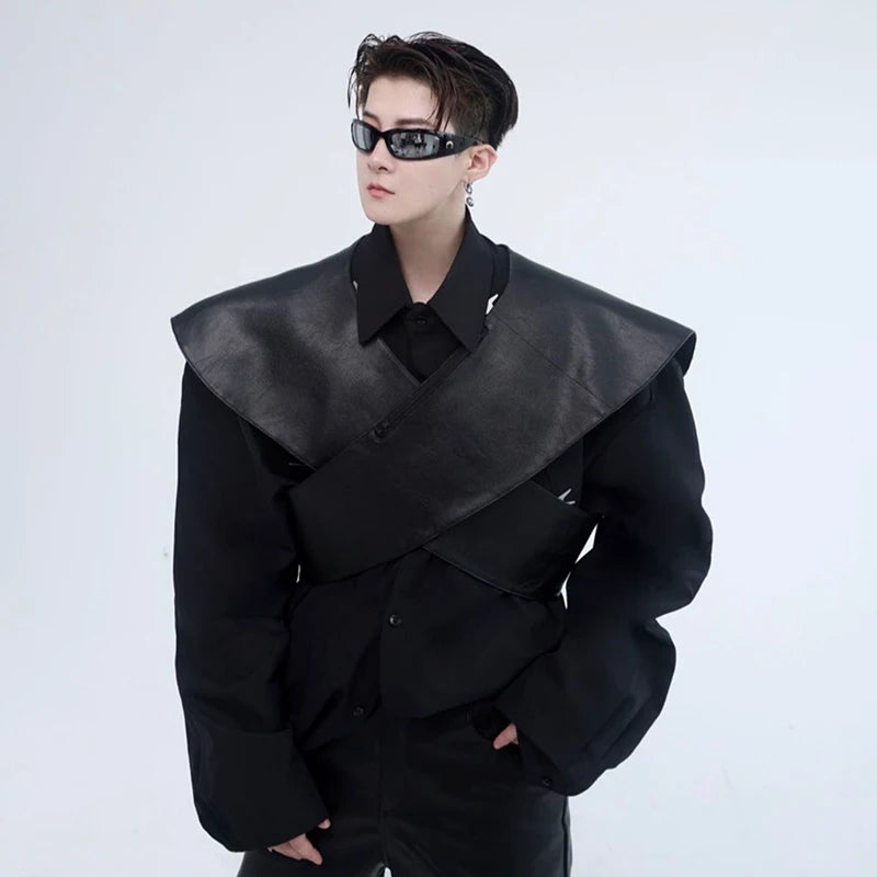 Short Solid PU Leather Vest