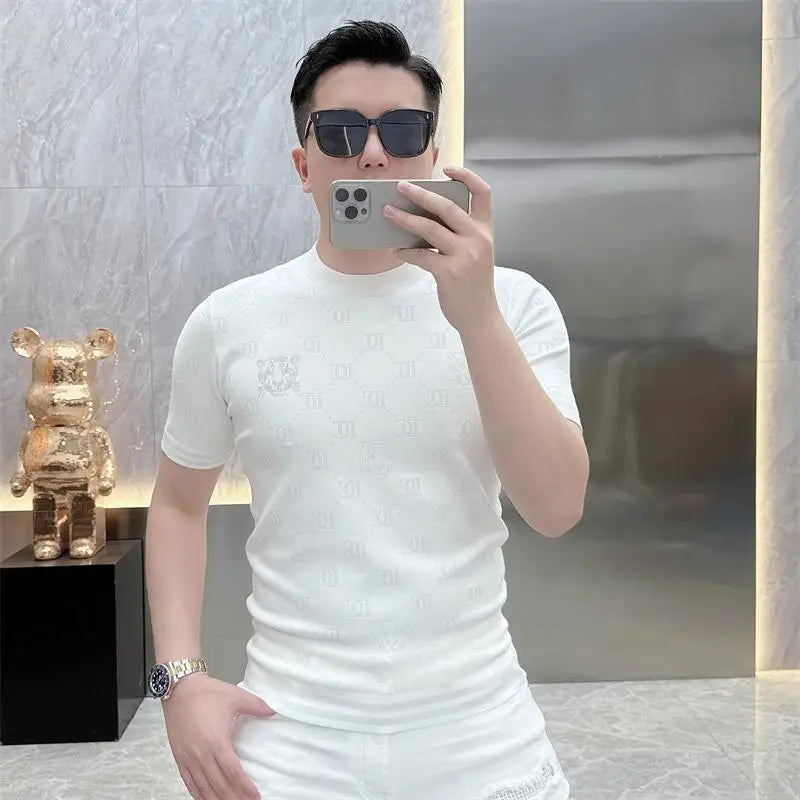 Jacquard Knitted Ice Silk Breathable T-Shirt