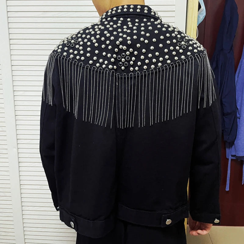 Beaded Tassel Design Polyester Shirt