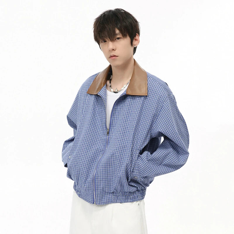 Vintage Patchwork Blue Plaid Jacket