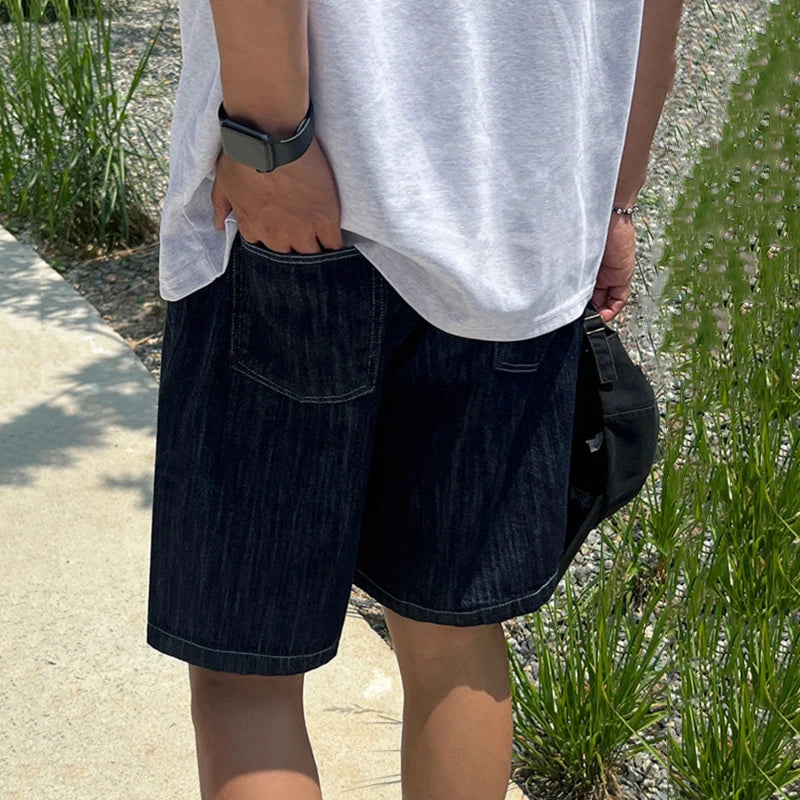 Dark Blue Denim Loose Shorts