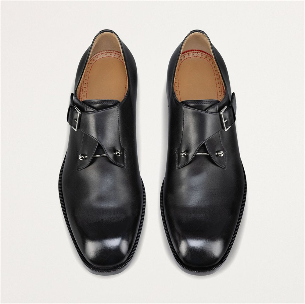 Crossed Metallic Buckle Dress Shoes