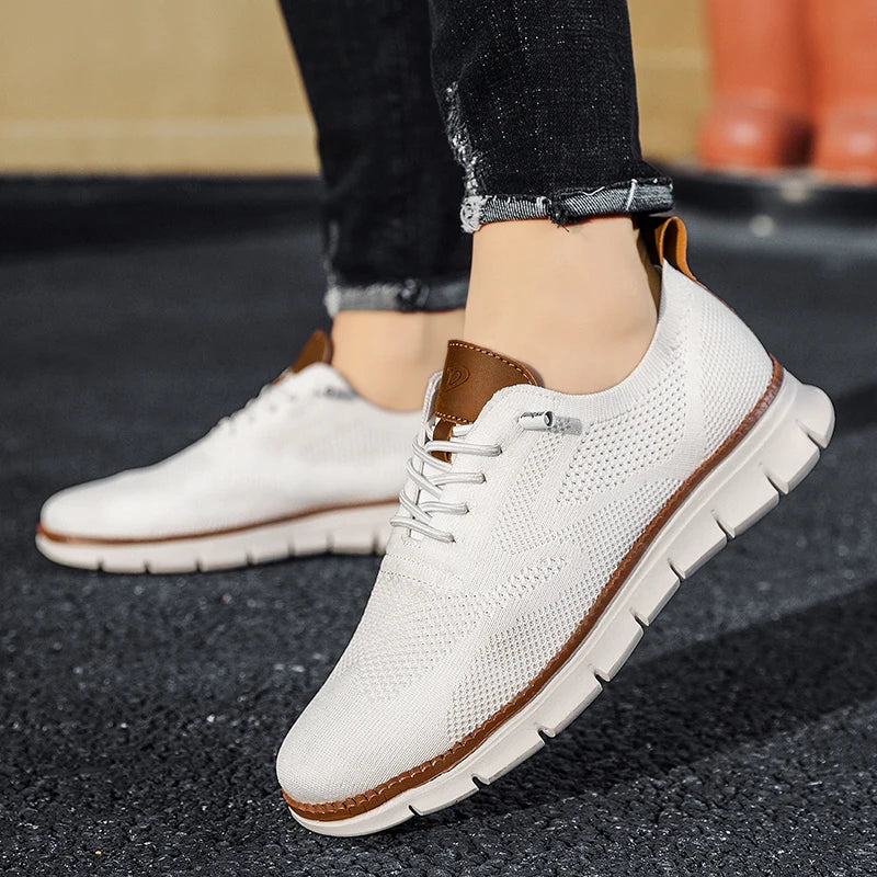 Solid Mesh Breathable Lace-Up Sneakers