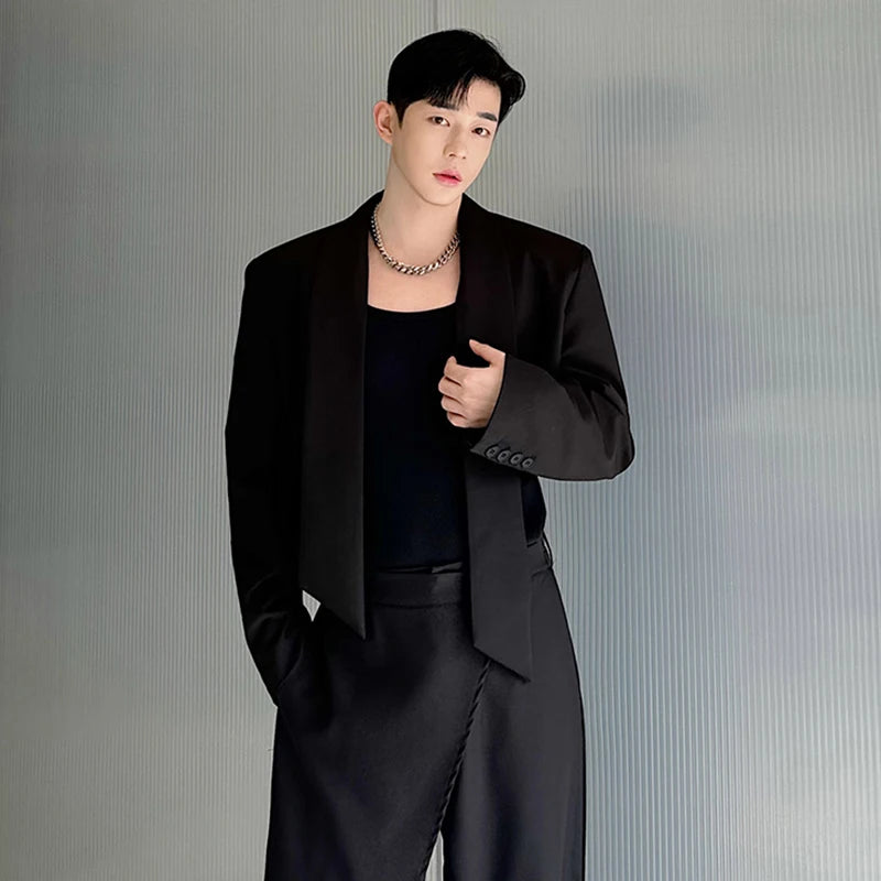 Solid Black Short Wrap Pants Set