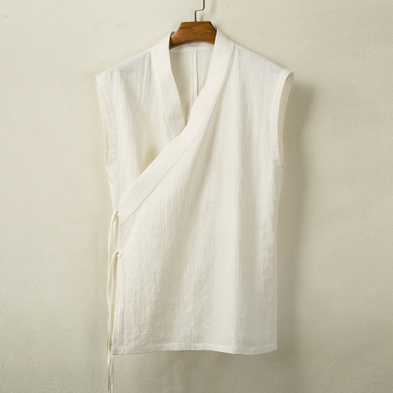 Solid Linen Belt Vest