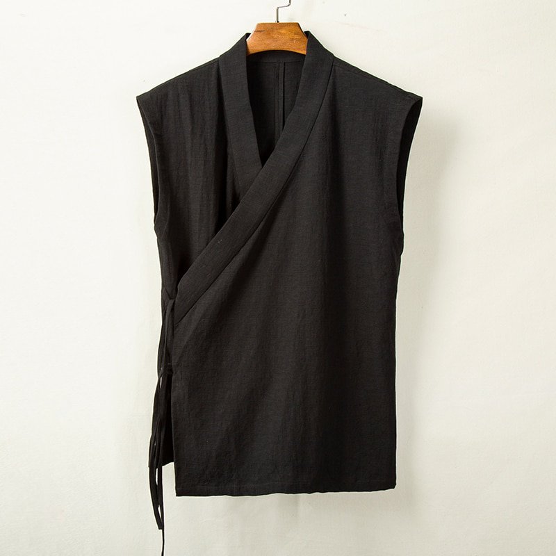 Solid Linen Belt Vest