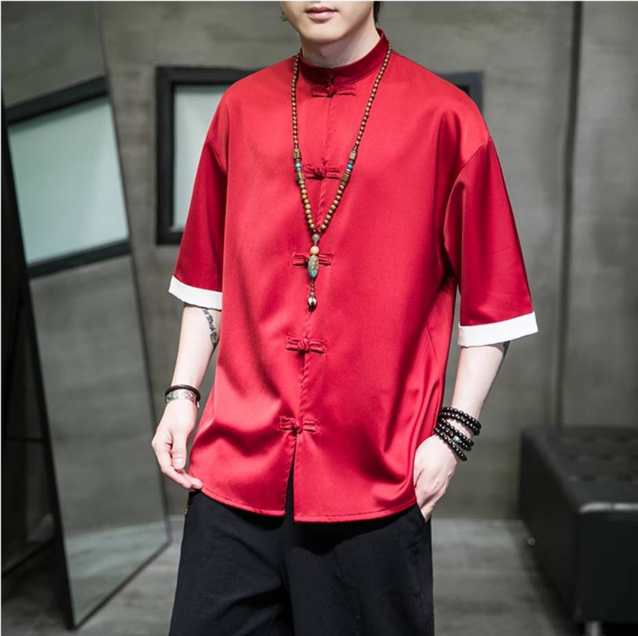 Retro Chinese Solid Men's Shirt