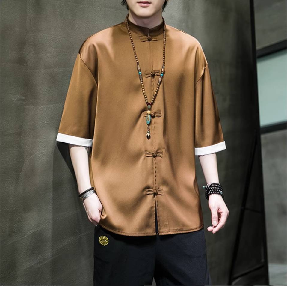 Retro Chinese Solid Men's Shirt