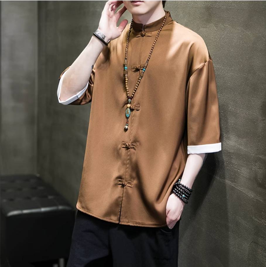 Retro Chinese Solid Men's Shirt