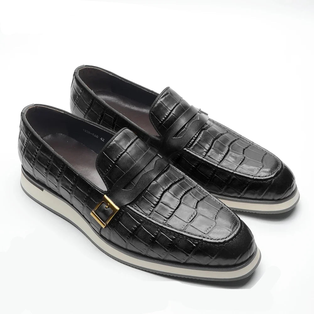 Crocodile Skin Elegant Slip-On Loafers