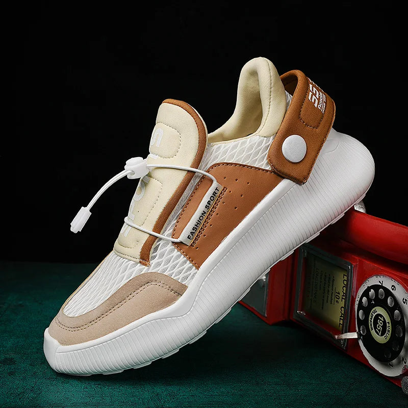 Chunky Soles Color Block Men Drawstring Sneakers