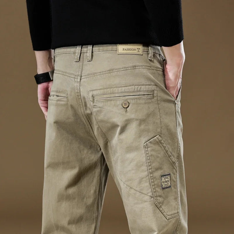 Retro Splicing Work Straight Pants