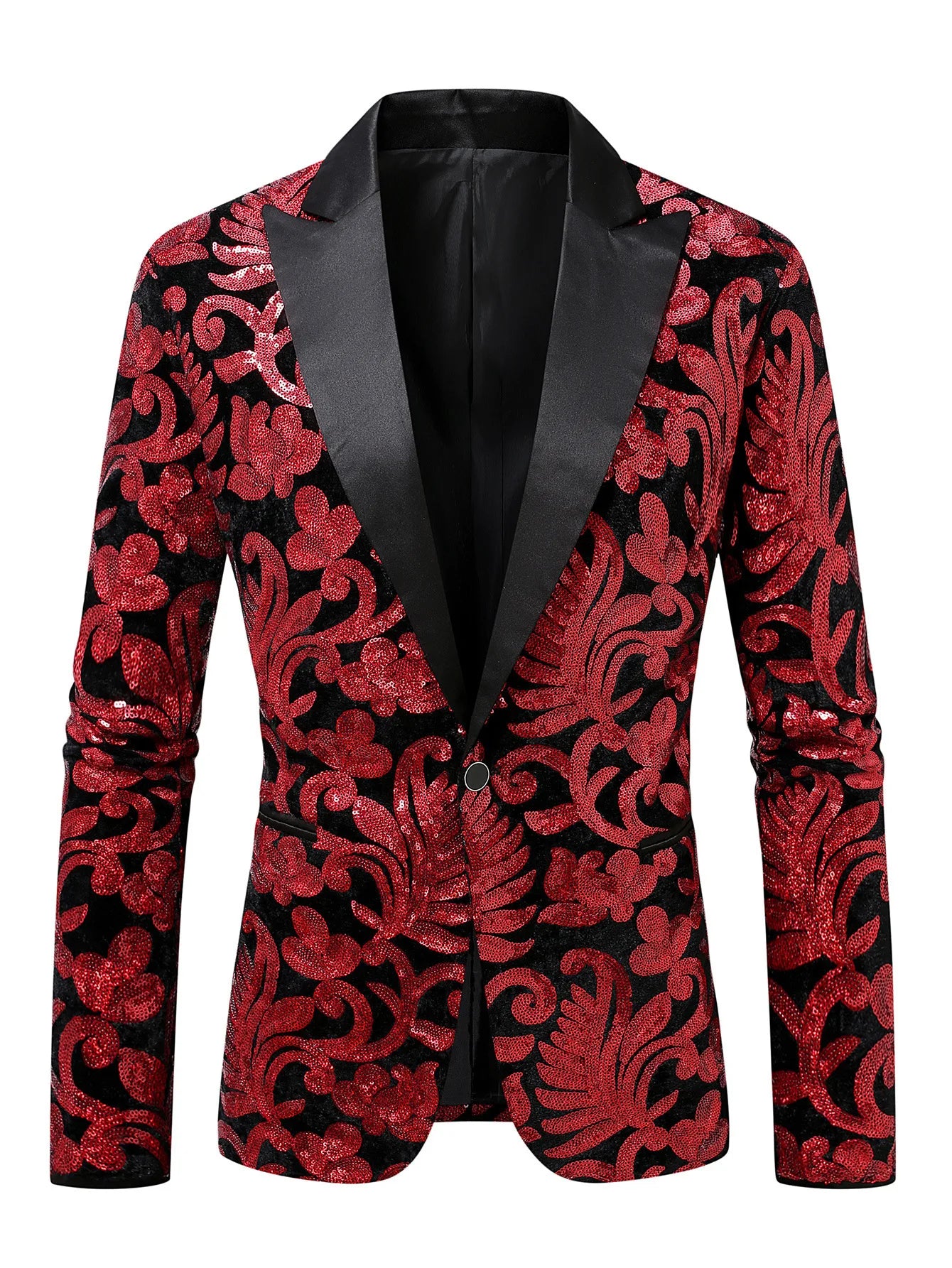 Red-Black Luxury Shimmer Blazer