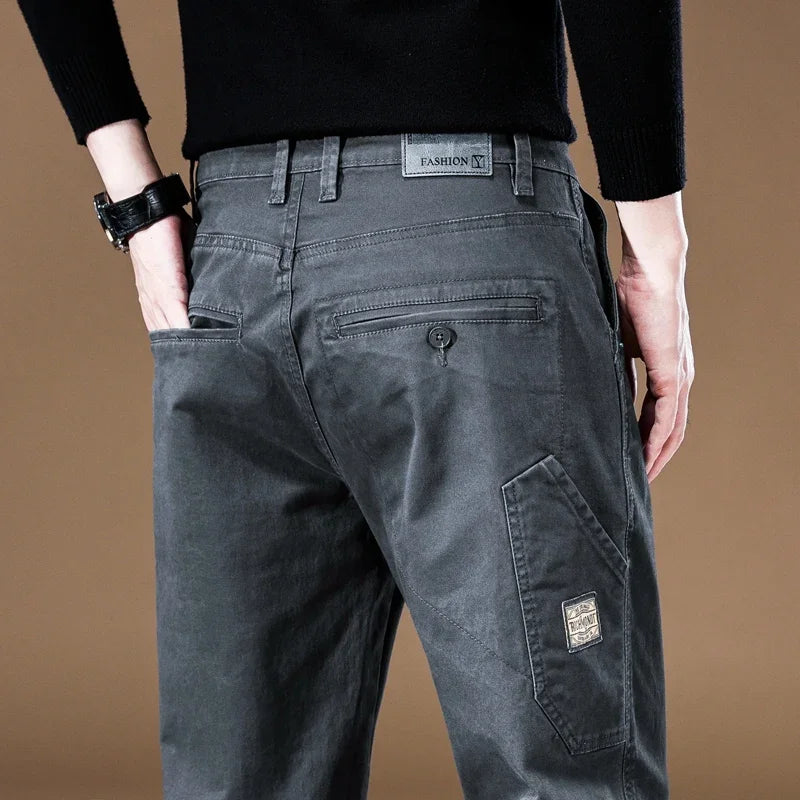 Retro Splicing Work Straight Pants