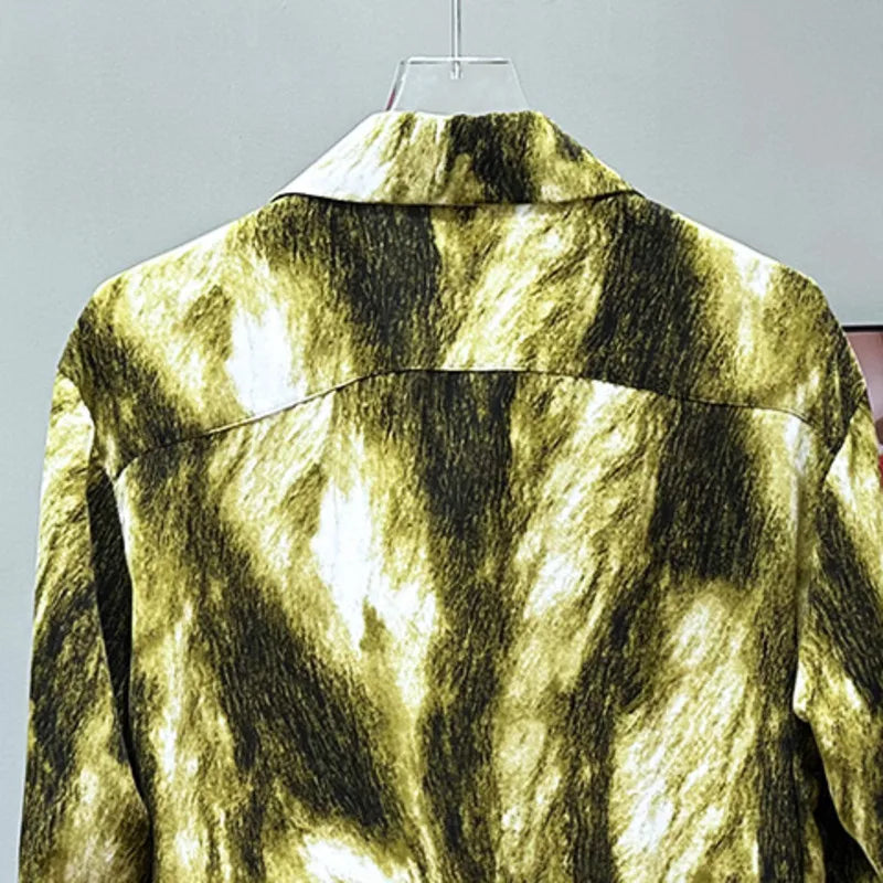 Ink Painting Print Contrast Color Shirt