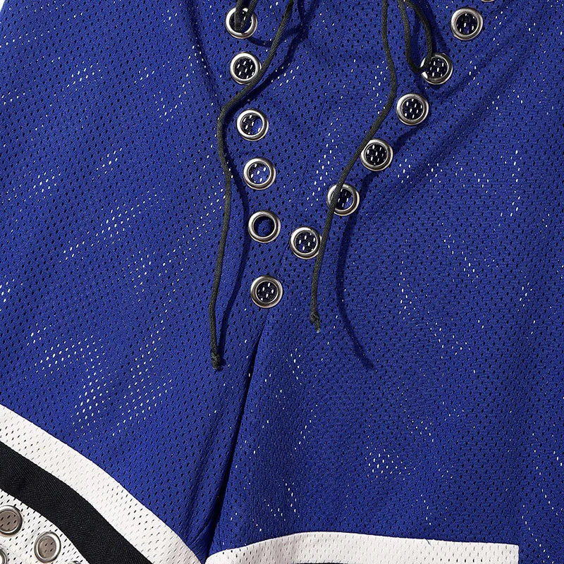 Hollow Button Polyester Loose Shorts