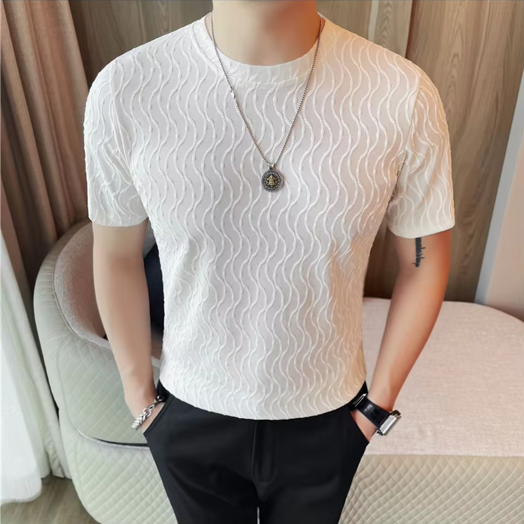 Slim-Fit Striped Ruffian Fashion Tee