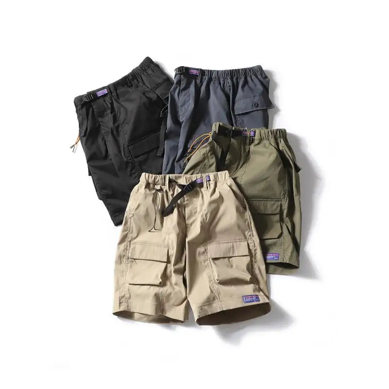 Safari Style Solid Loose Cargo Shorts