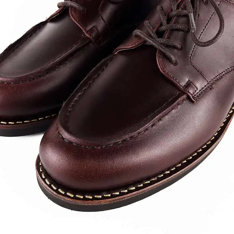Lace-Up Solid Genuine Leather Derby Shoes