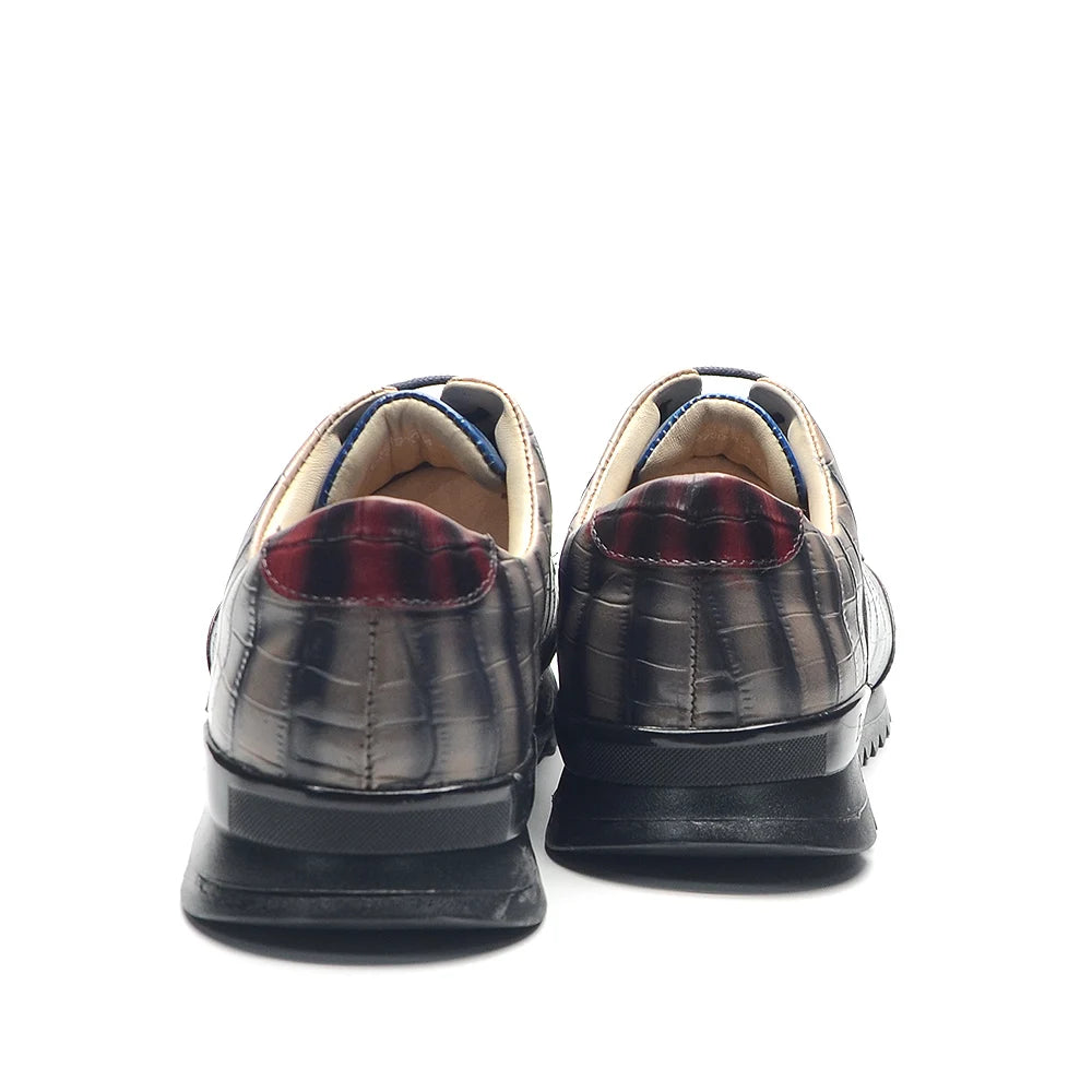 Crocodile Print Casual Genuine Leather Shoes