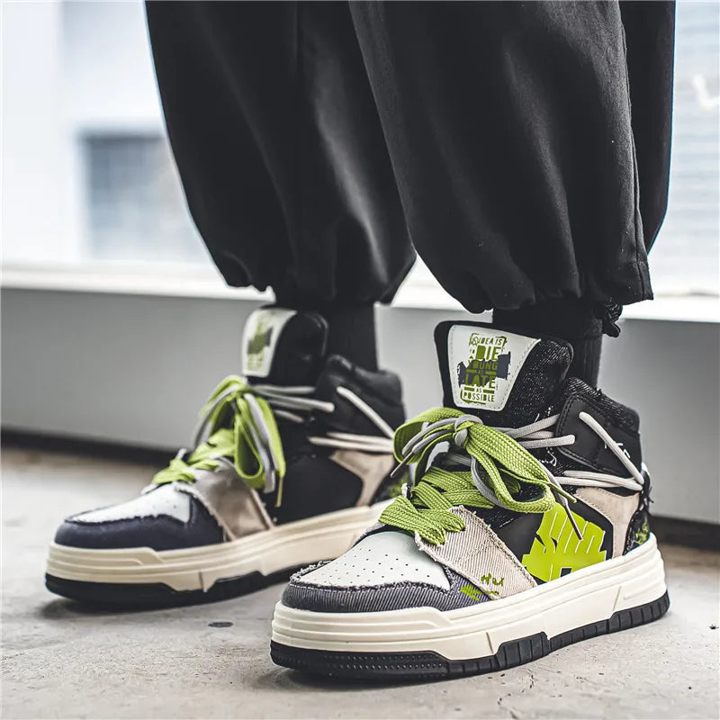 High Top Platform Patchwork Sneakers