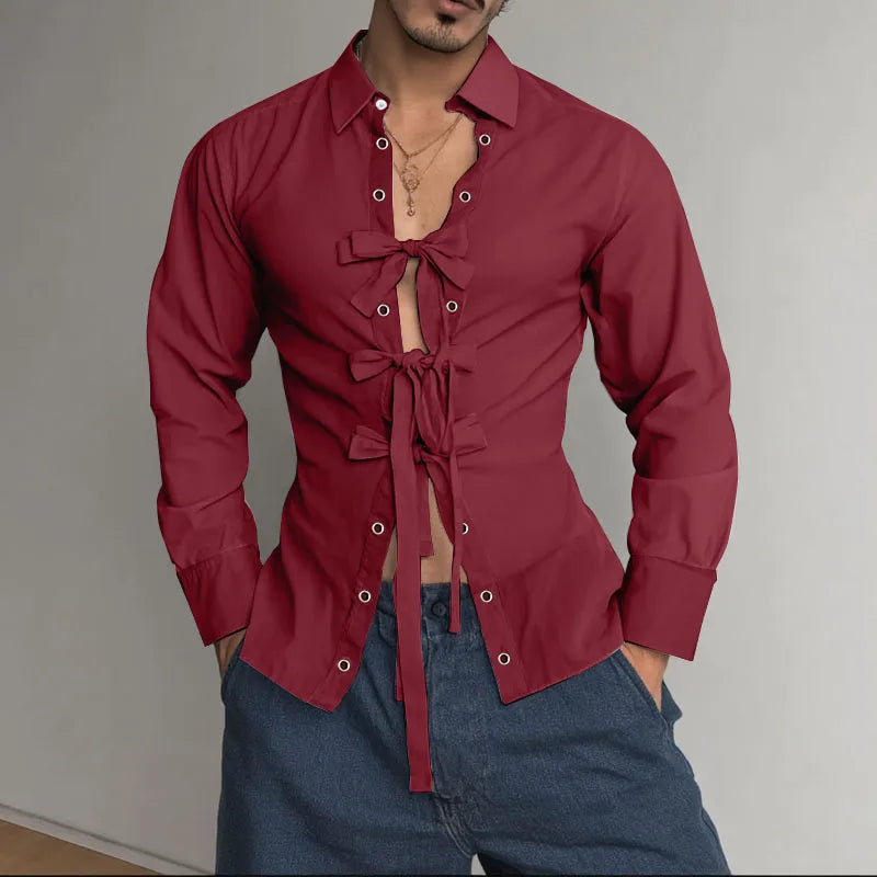 Long Sleeve Bowknot Button Shirt