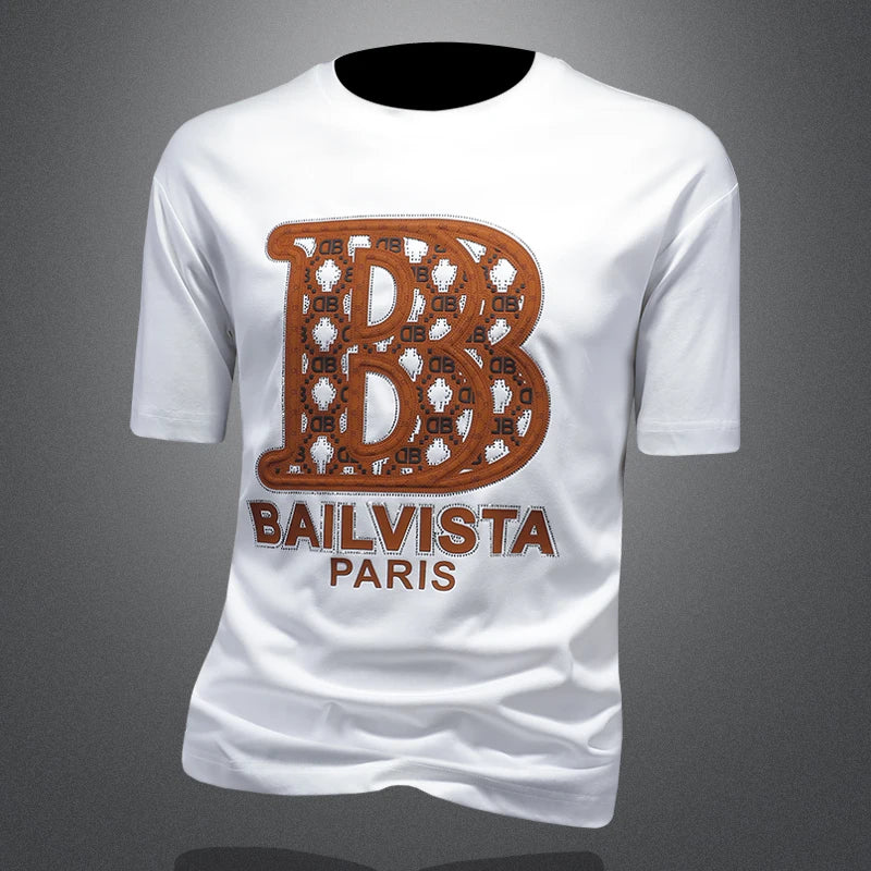 Embroidery Letter Rhinestone Style T-Shirt