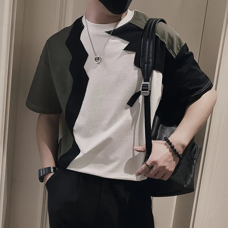 Fashion Spliced Round Neck T-Shirt