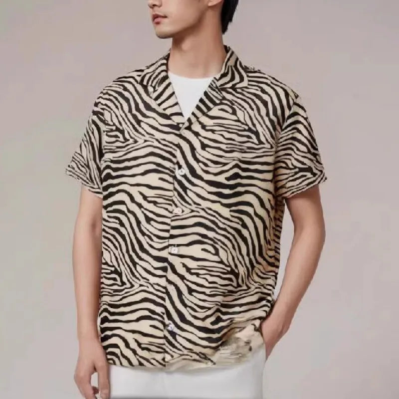 Tiger Skin Printed Short Sleeve Shirt