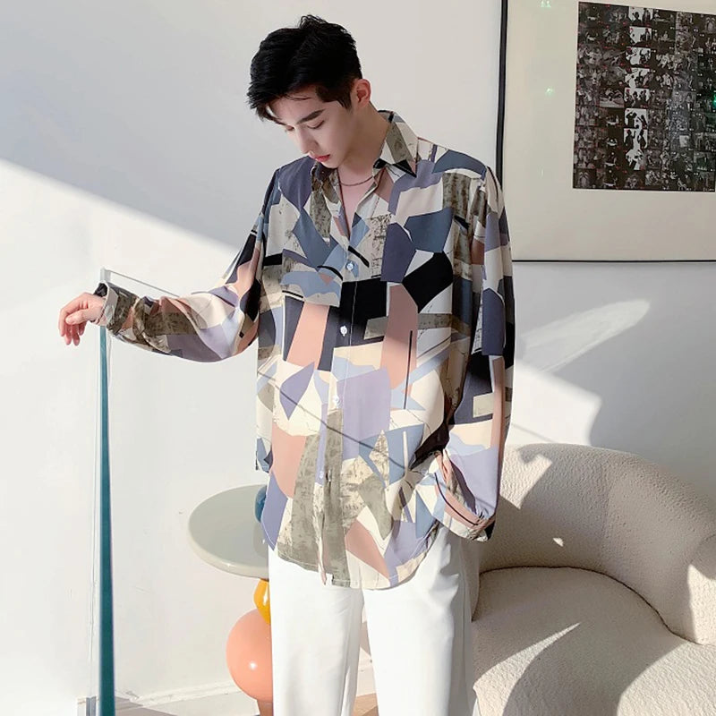 Abstract Printed Pattern Cotton Shirt