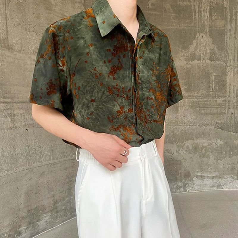 Short-Sleeved Cotton Jacquard Shirt