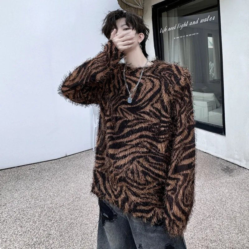 Casual Zebra-Stripe Design T-Shirt