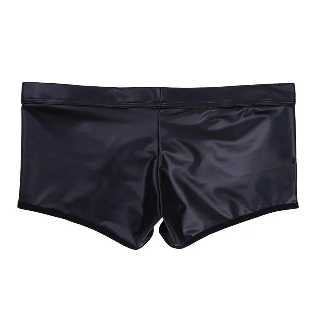 Black Hollow O-Ring Leather Boxer