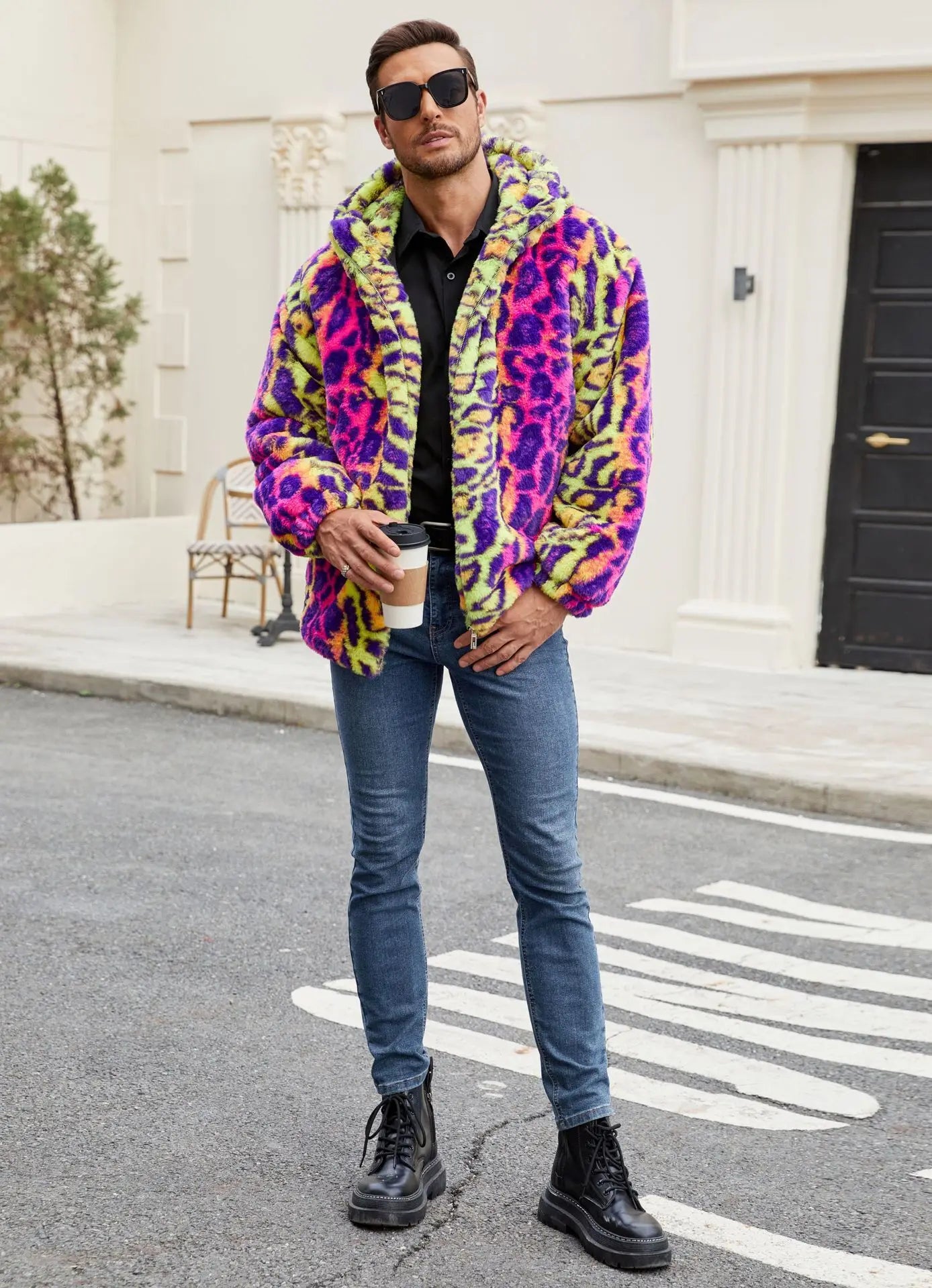 Colorful Leopard Print Plush Warm Jacket