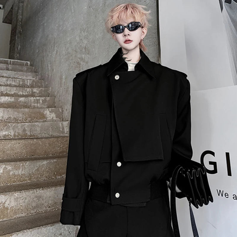 Double Placket Solid Color Loose Jacket