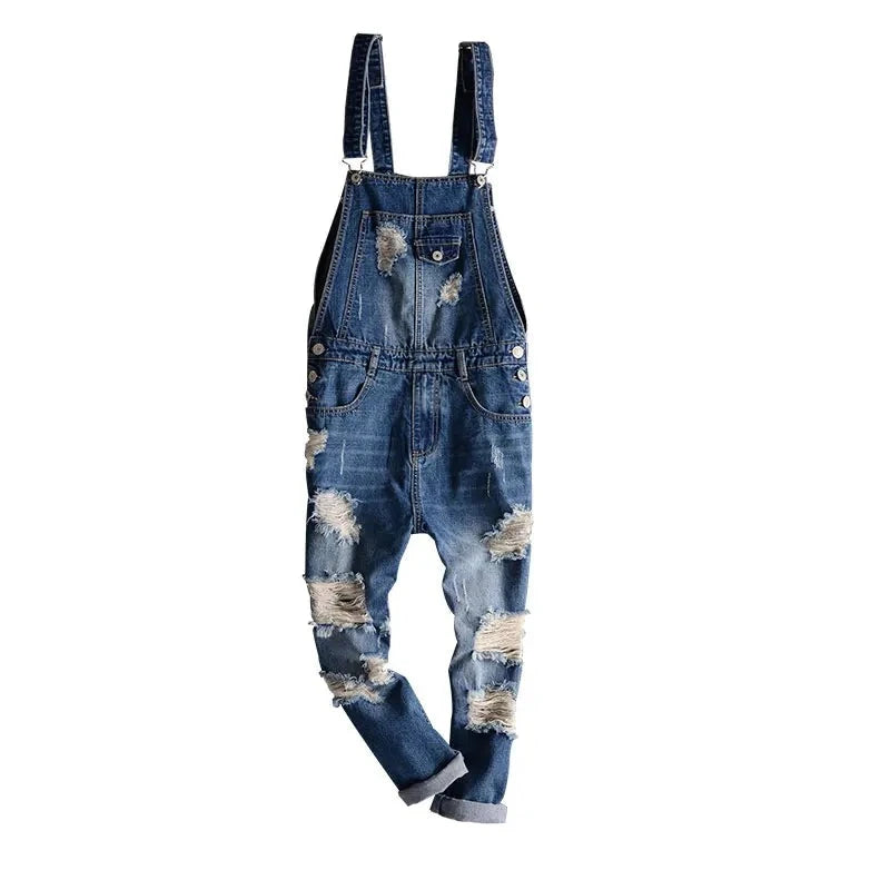 Denim Ripped Tattered Style Jumpsuit