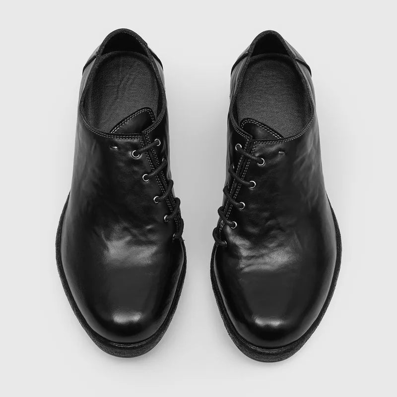 Sided Lace-Up Leather Derby Shoes
