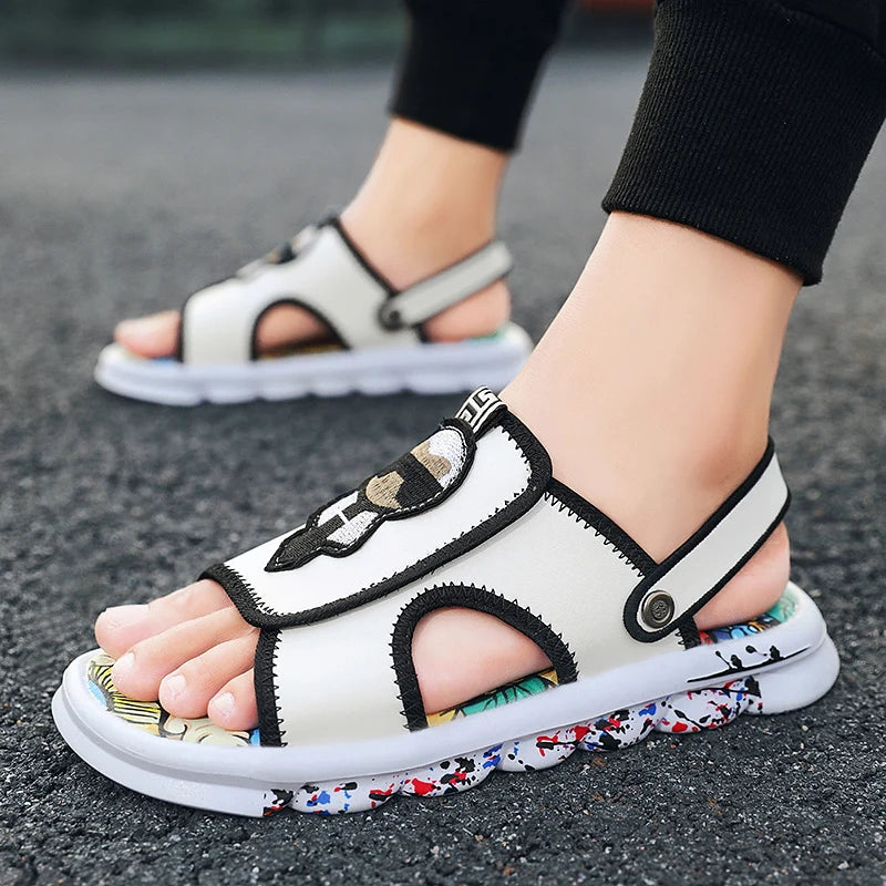 Black Graffiti Design Sandals