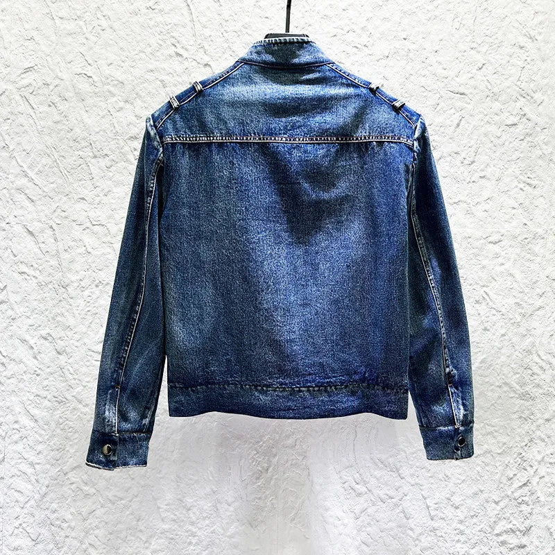 Patchwork Spliced Denim Motor Jacket