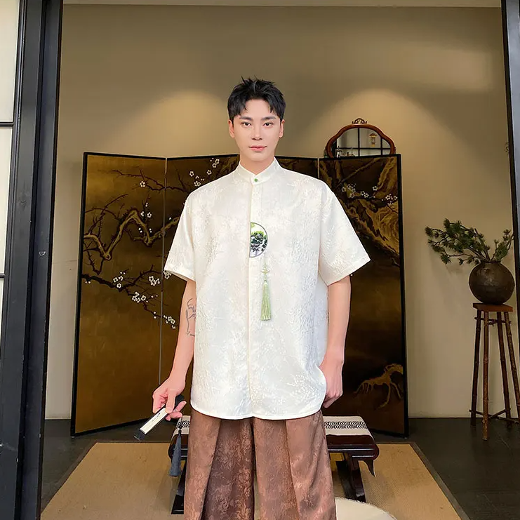 Tassel Pressed Placket Pendant Shirt